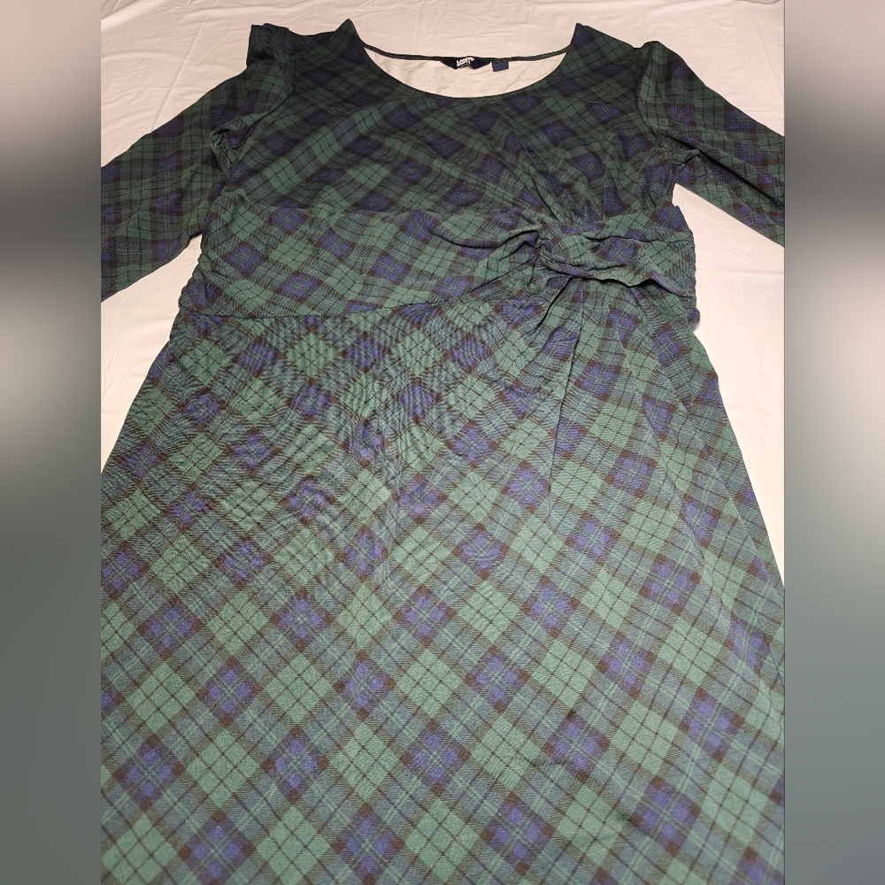 Plaid Green and Blue Women's Dress